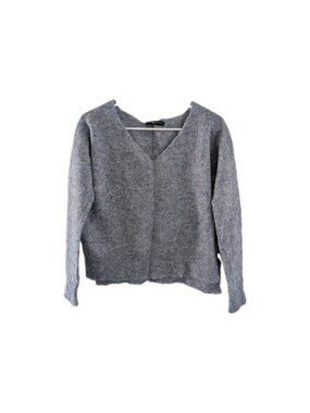 Peruvian Connection Sweater Womens S Blue Alpaca Wool Blend Ruffle Hem Cozycore